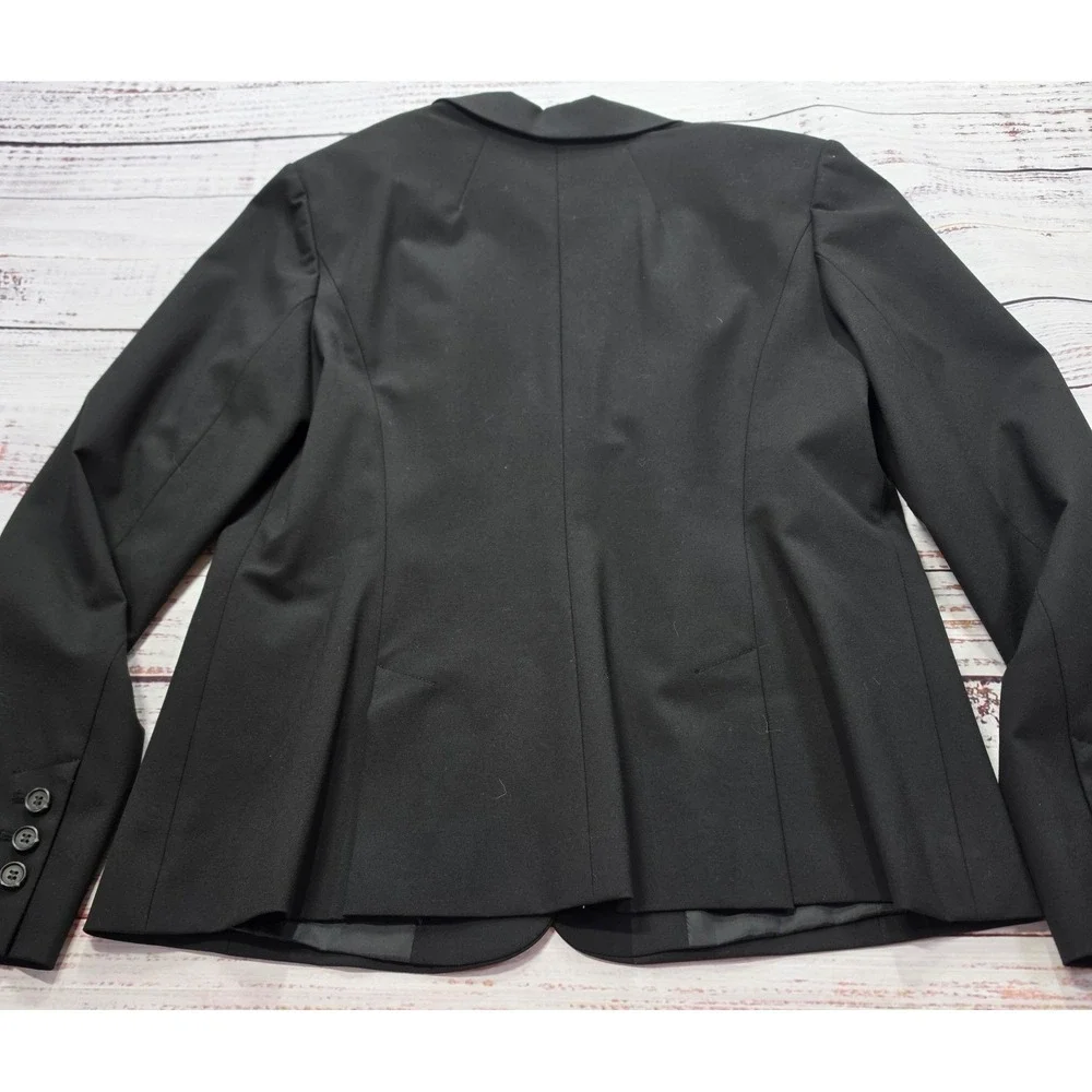 Halogen Blazer Women Size 14 Black Excellent One Button Tailored Suit Jacket